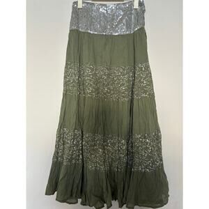 Tiered Maxi Boho Skirt Womens size M Medium